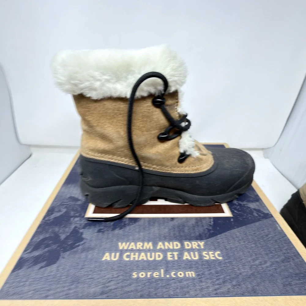 Sorel Snow Angel Lace Winter Boots Women 7 Tan Suede Waterproof NL1810-233